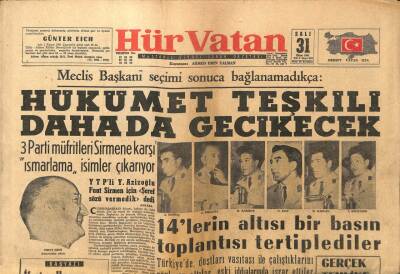Hür Vatan Gazetesi 31 Ekim 1961 - Alparslan Türkeş Ve 14lerin Altısı Bir Basın Toplantısı Düzenledi GZ97146 - 1