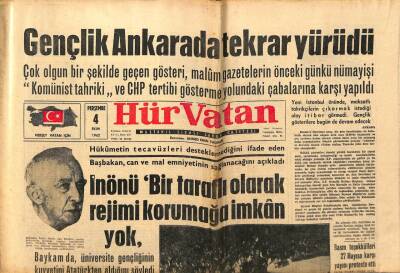 Hür Vatan Gazetesi 4 Ekim 1962 - Gençlik Ankarada Tekrar Yürüdü GZ97041 - 1