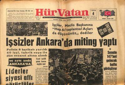 Hür Vatan Gazetesi 4 Mayıs 1962 - İşsizler Ankarada Miting Yaptı GZ97058 - 1