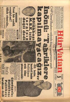 Hür Vatan Gazetesi 5 Ekim 1961 - Mısır Türk Gemilerine Yakıt Verecek GZ97110 - 1