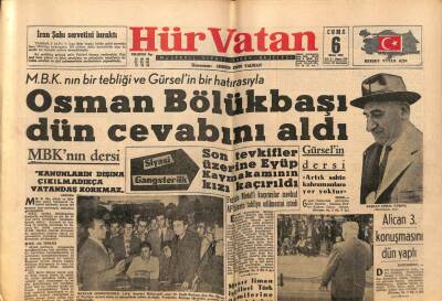Hür Vatan Gazetesi 6 Ekim 1961 - Osman Bölükbaşı Cevabını Dün Aldı GZ97109 - 1