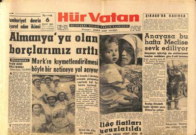 Hür Vatan Gazetesi 6 Mart 1961 - Almanyaya Olan Borçlarımız Arttı GZ89959 - 1