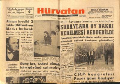 Hür Vatan Gazetesi 6 Nisan 1961 - Genç Kız Tedavi Olmak İçin Gözünü Satacaktı GZ89992 - 1