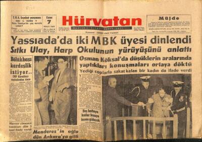 Hür Vatan Gazetesi 7 Nisan 1961 - Yassıadada İki MBK Üyesi Dinlendi GZ89991 - 1