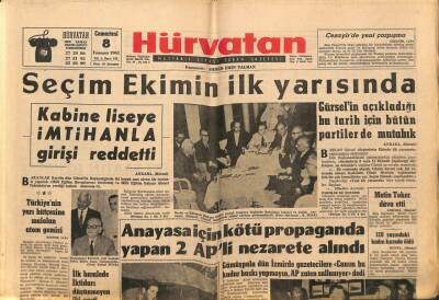 Hür Vatan Gazetesi 8 Temmuz 1961 - Nihat Erime Açık Mektup GZ97138 - 1