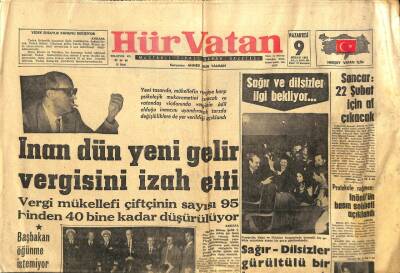 Hür Vatan Gazetesi 9 Nisan 1962 - Sancar 22 Şubat İçin Af Çıkacak GZ105600 - 1