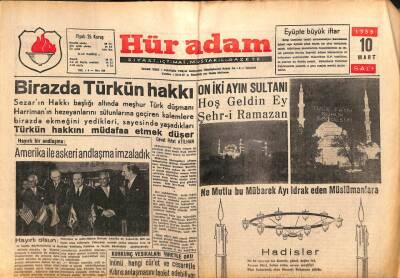 Hüradam Gazetesi 10 Mart 1959 - Mahmut Yesari Vefatından Önce Nasıl Farmason Olduğunu Anlatıyor GZ109695 - 1