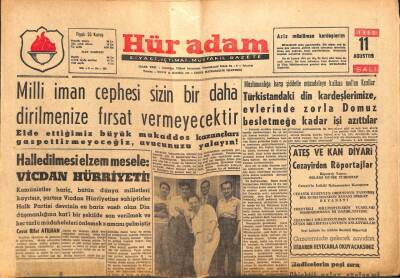 Hüradam Gazetesi 11 Ağustos 1959 - Milli İman Cephesi Sizin Bir Daha Dirilmenize Fırsat Vermeyecektir GZ109701 - 1