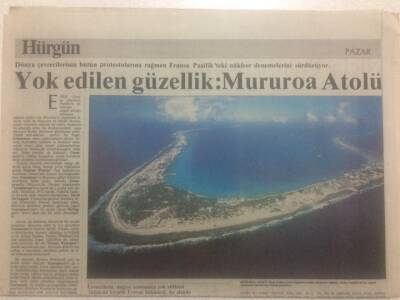 Hürgün Gazetesi Pazar Eki 20 Ekim 1985 - Yok Edilen GüzellikMururoa Atolü GZ38120 - 1