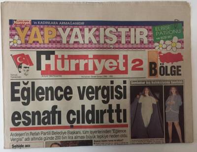 Hürriyet 2 Bölge Gazetesi 29 Eylül 1994 - Eğlence Vergisi Esnafı Çıldırttı GZ25269 - 1