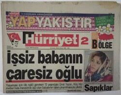 Hürriyet 2 Gazetesi 1 Eylül 1994 - İşsiz Babanın Çaresiz Oğlu Ümit Yazıcı - GZ16946 - 2