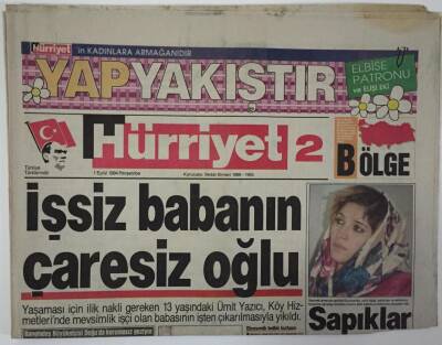 Hürriyet 2 Gazetesi 1 Eylül 1994 - İşsiz Babanın Çaresiz Oğlu Ümit Yazıcı - GZ16946 - 2