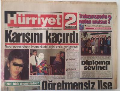Hürriyet 2 Karadeniz Gazetesi 12 Ekim 1993 - Trabzon Sporlu Neden Mutsuz ? - GZ16968 - 1