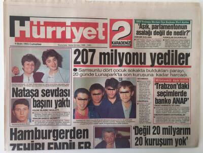 Hürriyet 2 Karadeniz Gazetesi 9 Ekim 1993 - Kaleler Kenti Amasya - GZ16963 - 1