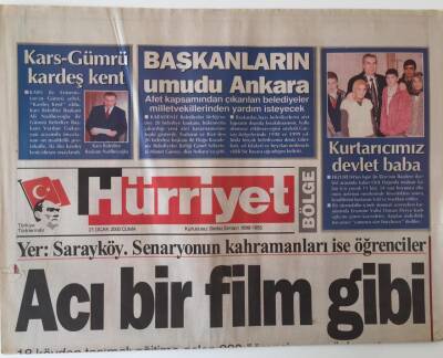 Hürriyet Bölge Gazetesi 21 Ocak 2000 - Başkanların Umudu Ankara GZ16625 - 1