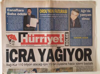 Hürriyet Bölge Gazetesi 25 Aralık 1999 - Samsun Bağ Kur İl Müdürlüğü Sigorta Primlerini Ödemeyen 15 Bin Üyesini İcraya Verdi GZ16641 - 1