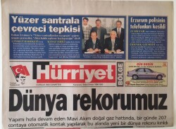 Hürriyet Bölge Gazetesi 9 Aralık 2000 - Mavi Gaz Doğal Gaz Hattında Dünya Rekoru Kırdık GZ16624 - 2