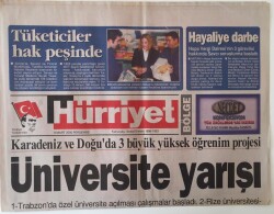 Hürriyet Bölge Gazetesi 9 Mart 2000 - Karadeniz Ve Doğuda 3 Büyük Yüksek Öğrenim Projesi GZ16627 - 1