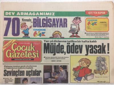 Hürriyet Çocuk Gazetesi 18 Ocak 1985 - Müjde , Ödev Yasak GZ52059 - 1