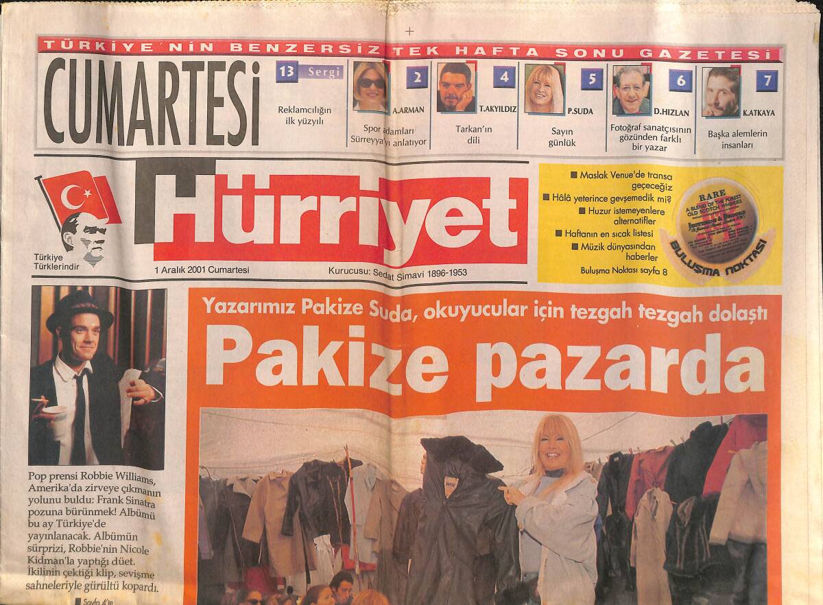 Hürriyet Cumartesi Gazetesi 1 Aralık 2001 - Yazarımız Pakize Suda, Okuyucular İçin Tezgah Tezgah Dolaştı GZ157424 - 1