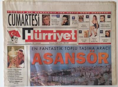 Hürriyet Cumartesi Gazetesi 14 Temmuz 2000 - En Fantastik Toplu Taşıma Aracı Asansör GZ16670 - 2