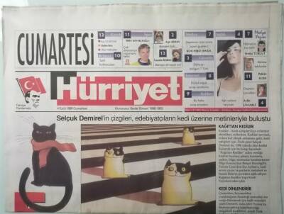 Hürriyet Cumartesi Gazetesi 4 Eylül 1999 Kedi Sever Sanatçılar Birarada -GZ37232 - 1