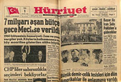Hürriyet Gazetesi 1 Aralık 1959 - Bayar İle İran Şahı Pakistana Gidecekler GZ72553 - 1