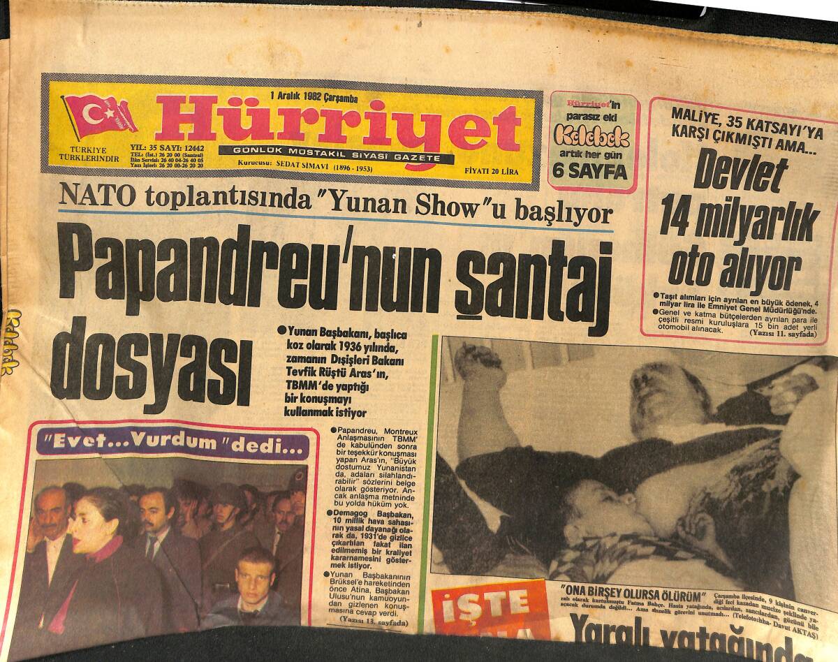 Hürriyet Gazetesi 1 Aralık 1982 - NATO Toplantısında 