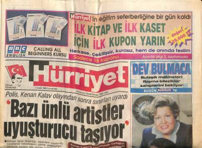 Hürriyet Gazetesi 1 Aralık 1990 - Bazı Ünlü Artistler Uyuşturucu Taşıyor GZ62381 - 2