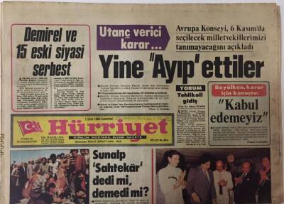 Hürriyet Gazetesi - 1 Ekim 1983 - Demirel Ve 15 Eski Siyasi Serbest GZ25344 - 1