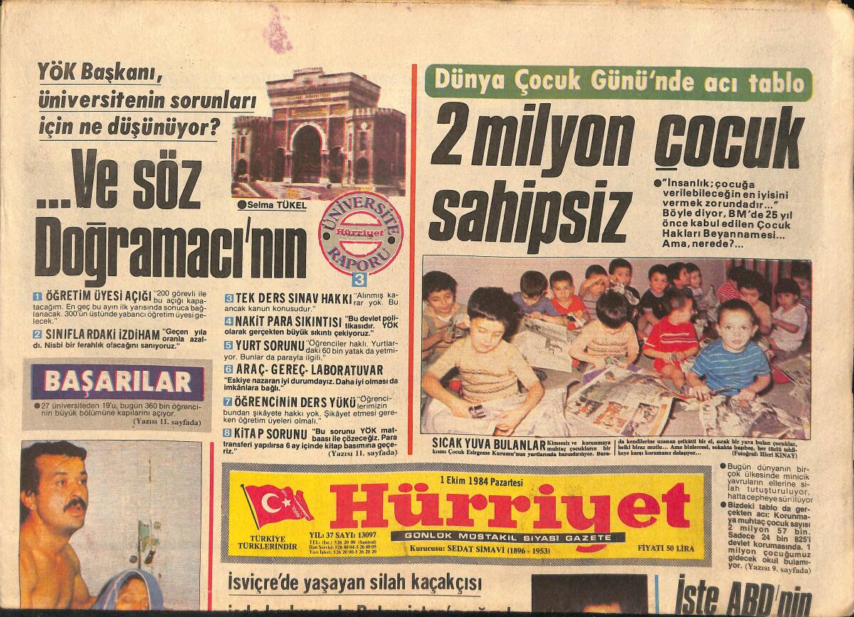 Hürriyet Gazetesi 1 Ekim 1984 - Altın Portakal Ödülleri Hale Soygazi Ve Tarık Akan'ın - Ann Margaret'in Dramı - Sarı Avni Kaçtı GZ154657 - 1