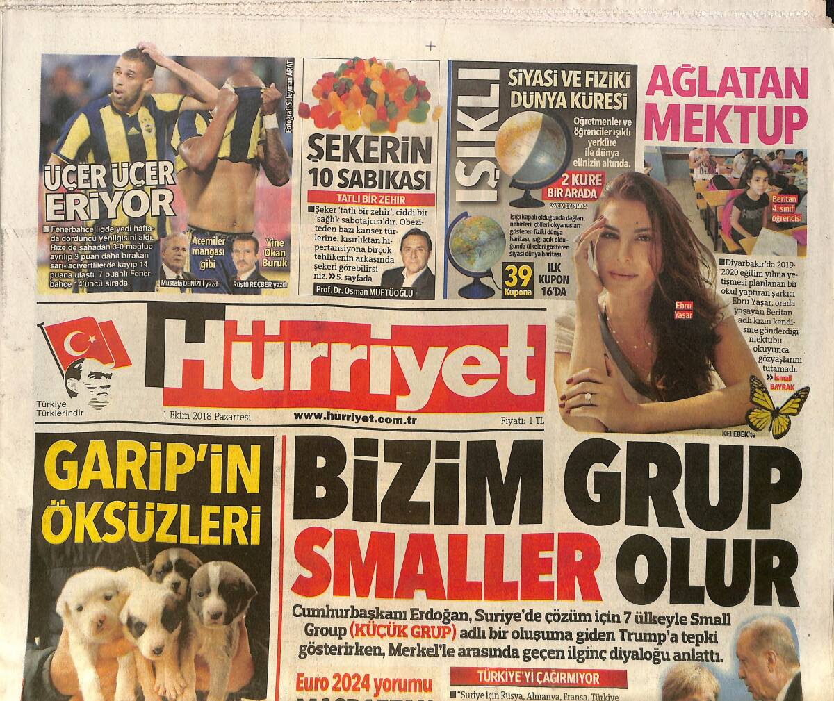 Hürriyet Gazetesi 1 Ekim 2018 - Ronaldo'nun Tuhaf İddiası - Okan Buruk Fenerbahçe'yi Yine Yendi GZ154224 - 1
