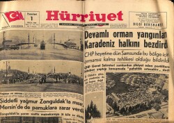 Hürriyet Gazetesi 1 Eylül 1958 - Şiddetli Yağmur Zonguldakta Mısır , Mersinde de Pamuklara Zarar Verdi GZ68920 - 2