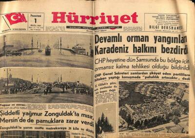 Hürriyet Gazetesi 1 Eylül 1958 - Şiddetli Yağmur Zonguldakta Mısır , Mersinde de Pamuklara Zarar Verdi GZ68920 - 1