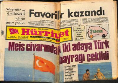 Hürriyet Gazetesi 1 Eylül 1975 - Meis Civarında İki Adaya Türk Bayrağı Çekildi GZ77728 - 1