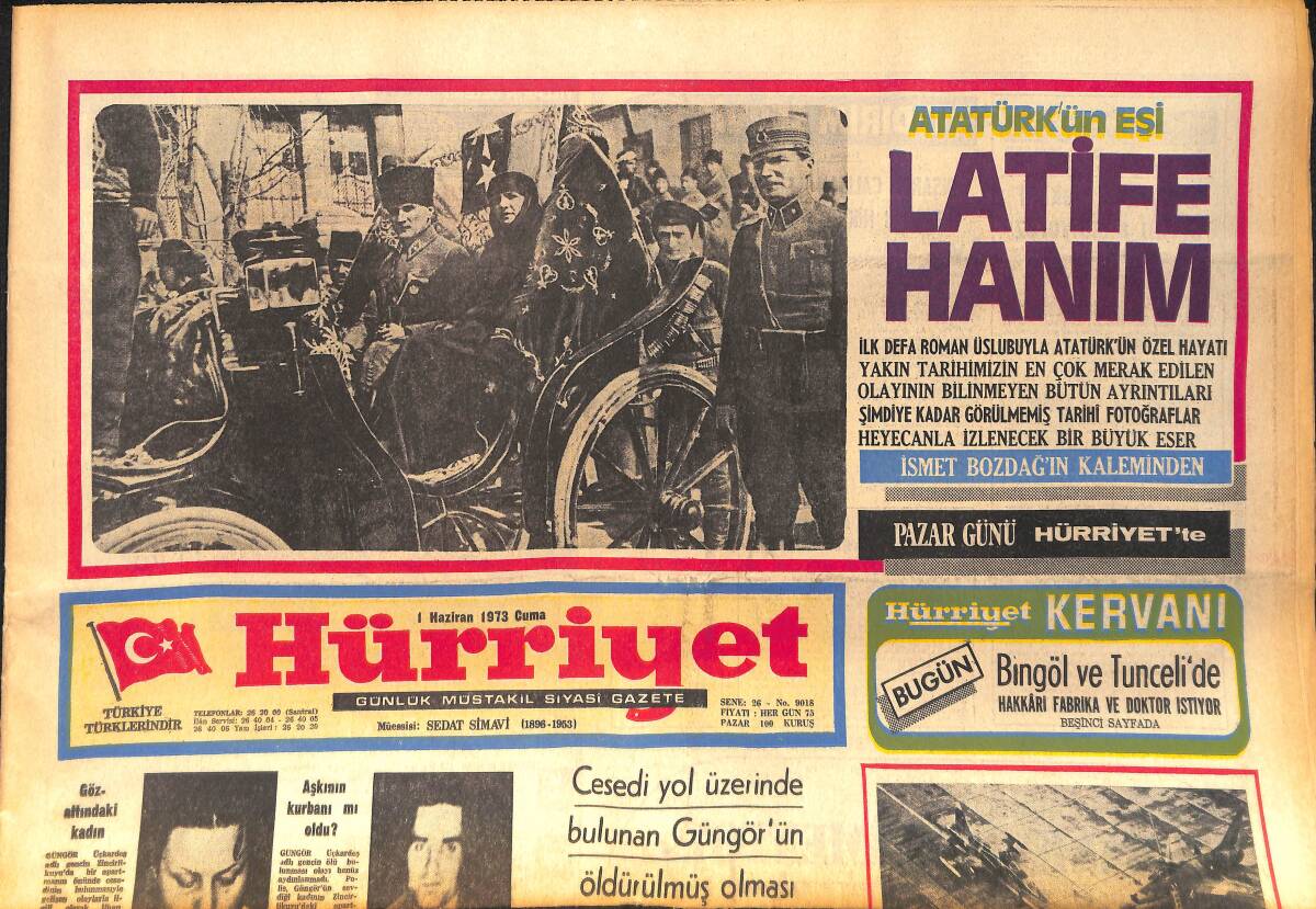 Hürriyet Gazetesi 1 Haziran 1973 - Banu Ergüder Nezarethanede Jiletle İntihar Etmeye Kalktı - Hava Kuvvetleri 62 Yaşında GZ158299 - 1