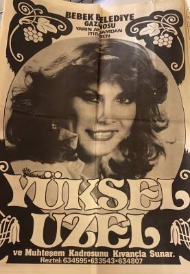 Hürriyet Gazetesi 1 Haziran 1981 - Bebek Belediye Gazinosu Yüksel Uzel Dev Boy Afişi GZ88213 - 2
