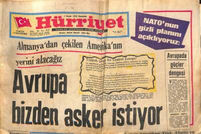 Hürriyet Gazetesi 1 Kasım 1973 - Avrupa Bizden Asker İstiyor GZ79785 - 1