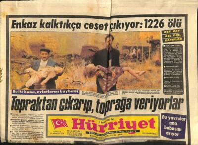 Hürriyet Gazetesi 1 Kasım 1983 - Enkaz Kalktıkça Ceset Çıkıyor 1226 Ölü GZ80836 - 1