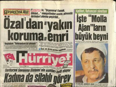 Hürriyet Gazetesi 1 Kasım 1988 - Özaldan Yakın Koruma Emri - Brigitte Bardotun Komandoları GZ123233 - 1