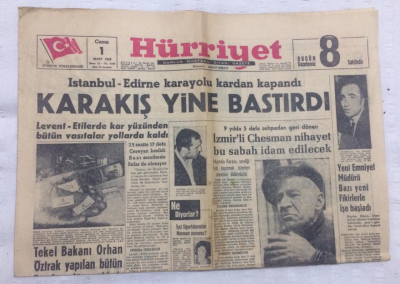 Hürriyet Gazetesi 1 Mart 1963 - Karakış Yine Bastırdı - GZ17893 - 1