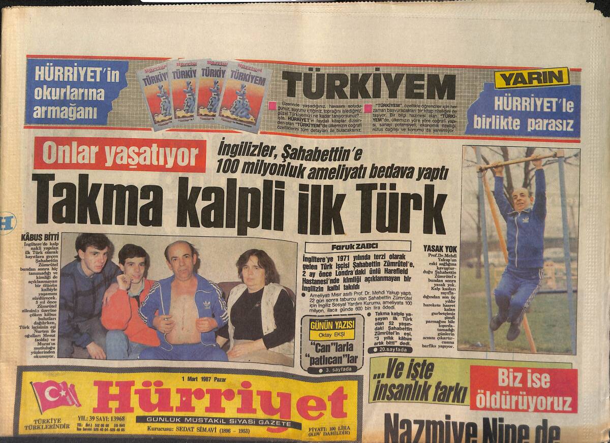 Hürriyet Gazetesi 1 Mart 1987 - Çankaya'dan Rahşan Hanım'a 2. Tavır - Ağca İle Son Buluşma GZ150492 - 1