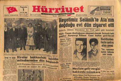 Hürriyet Gazetesi 1 Mayıs 1952 - Adnan Menderes Ve Fuat Köprülü Yunan Kral Ve Kraliçesiyle GZ56143 - 1