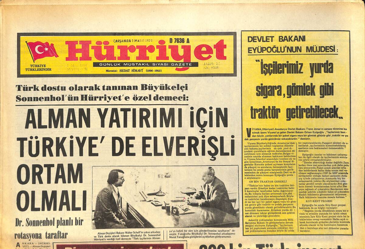 Hürriyet Gazetesi 1 Mayıs 1974 - Kaçamak Yapan Lord Hürriyet'e Yakalandı - Bursa Kupaya Tezcan Gole Hazır GZ157563 - 1