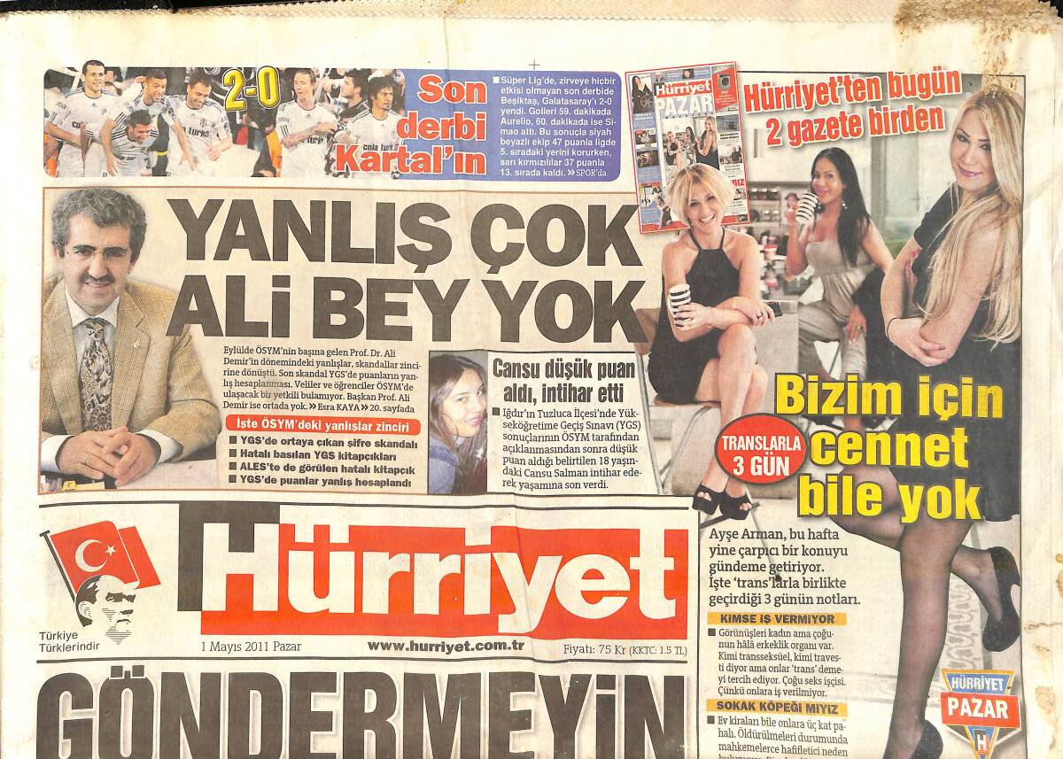 Hürriyet Gazetesi 1 Mayıs 2011 - Türkan Şoray Tişörtleri - Efes Pilsen Reklamı - Obama Beşar'ı Kayırdı GZ159618 - 1