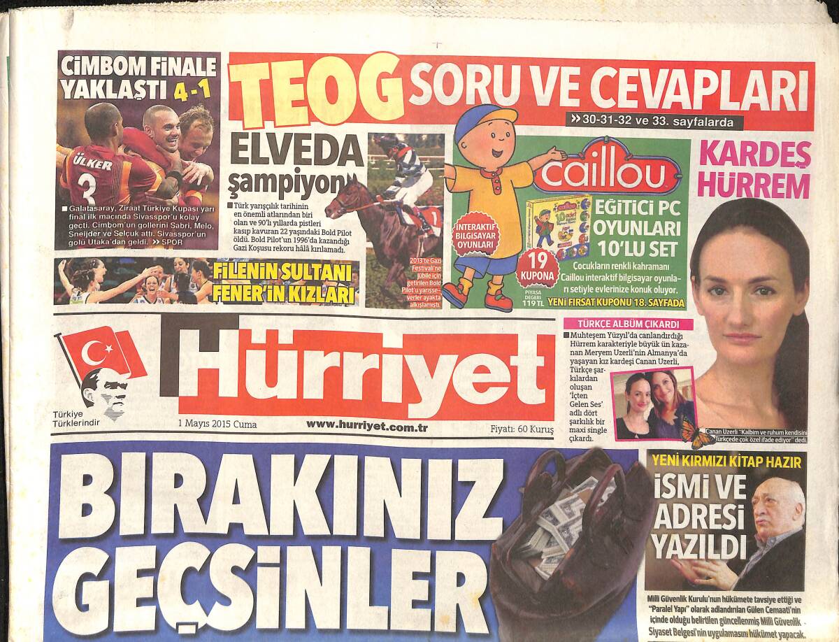 Hürriyet Gazetesi 1 Mayıs 2015 - New York'a Türk İmzası - Skor Galatasaray'a Yeter GZ160148 - 1