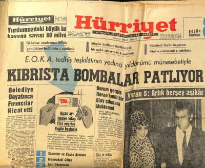 Hürriyet Gazetesi 1 Nisan 1962 - Kıbrısta Bombalar Patlıyor GZ97527 - 1