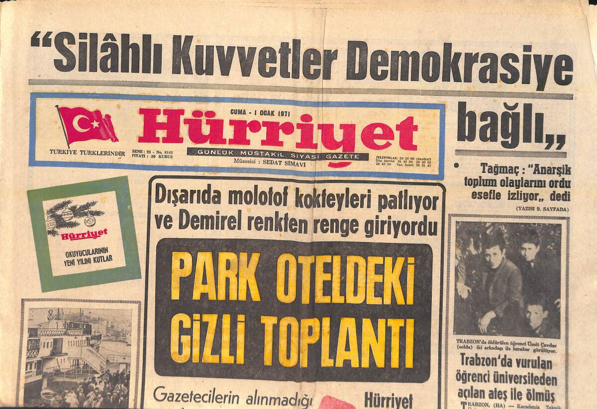 Hürriyet Gazetesi 1 Ocak 1971 - Clay Lokantada Fraizer İle Ağız Kavgası Yaptı - Balıkçı Neşe Karaböcek'e Istakoz Hediye Etti - Maria Callas Boşanıyor GZ156684 - 1