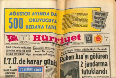 Hürriyet Gazetesi 1 Temmuz 1968 - Ruben Asayı Götüren 2 Jandarma Tutuklandı GZ65304 - 1