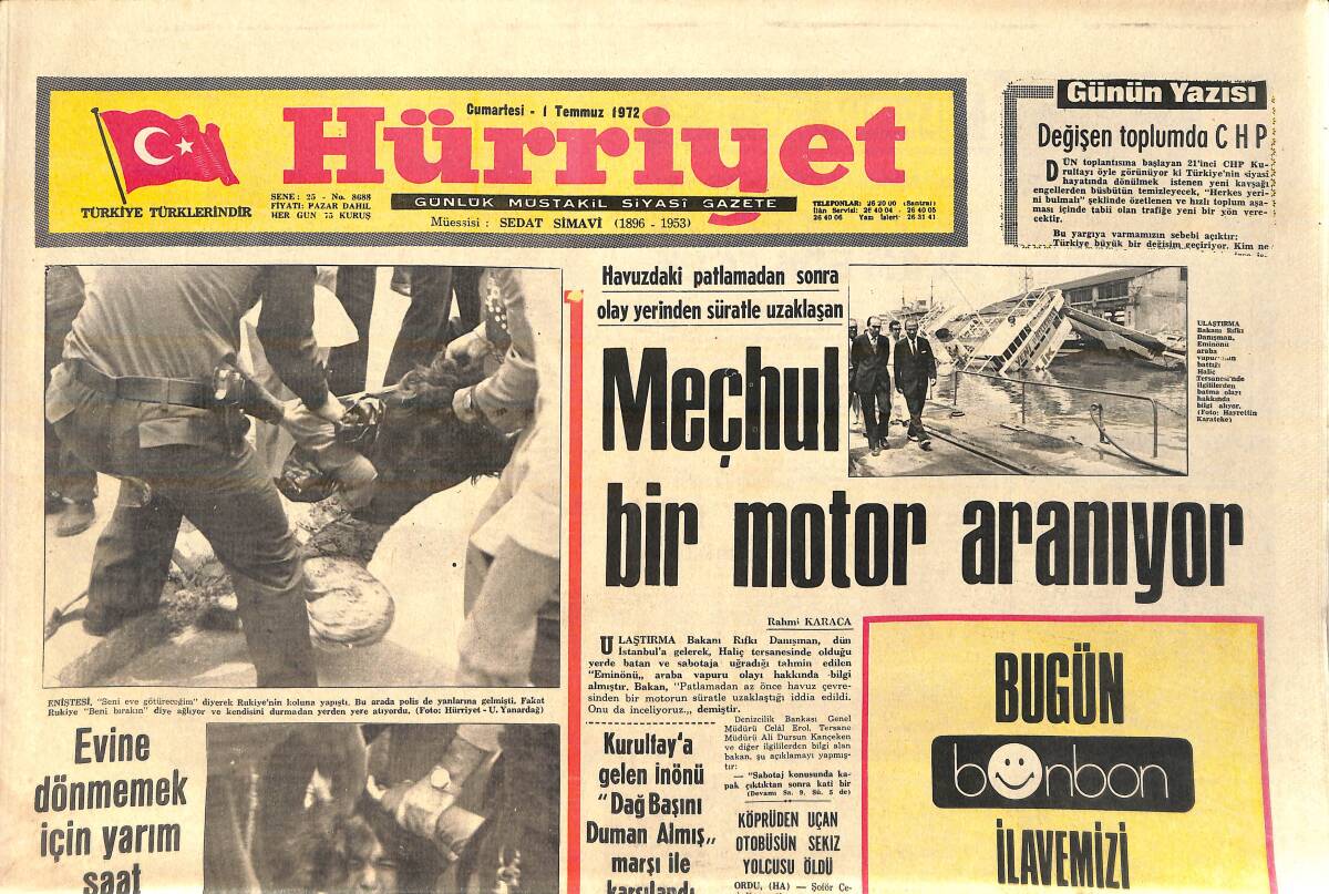 Hürriyet Gazetesi 1 Temmuz 1972 - Danıştay Gaziantep'in Şampiyonluğunu Durdurdu GZ156664 - 1